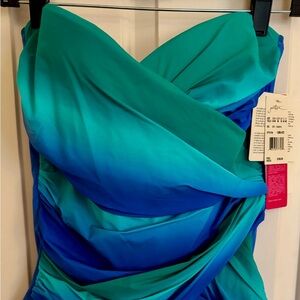 **Brand New With Tags** Beautiful Gottex Blue and Green One Piece Swimsuit